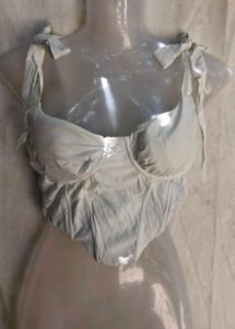 I. White Ruched Bustier Top