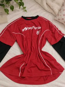 Red Layered Long Sleeve T-Shirt