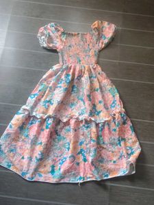 Floral Smocked Puff Sleeve Midi Dress