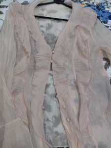 Sheer Pink Ruffle top