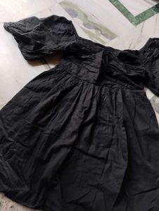 Black Puff Sleeve Mini Dress