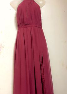 Burgundy Halter Maxi Dress