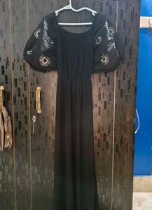 Embellished Blackless Maxi Dress