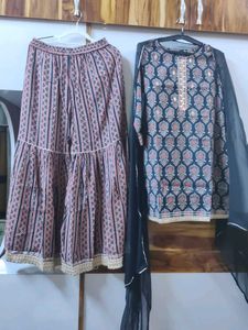 Silk Sharara Suit Set - 40 Bust