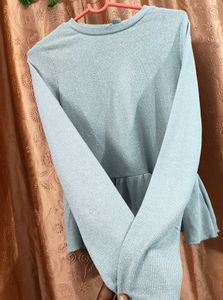 shiney H&amp;M sky-blue colour top.