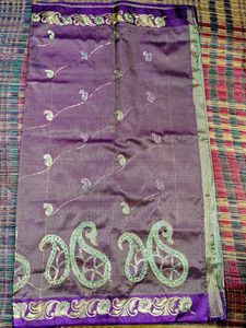 Elegant Purple Embroidered Saree