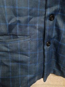 Men's Blue Check Nehru Jacket