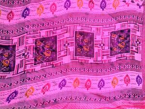 Pink Printed Saree with FREE Cotton Towel |