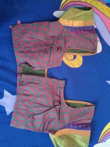 new Green Pink Print Blouse