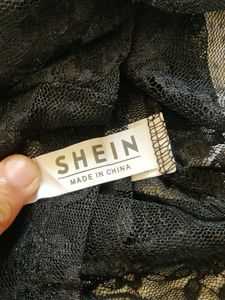 Shein Sheer Lace Black Mini Dress