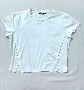 White Corset Detail T-Shirt