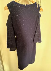 Sparkly Cold Shoulder Navy Blue Dress