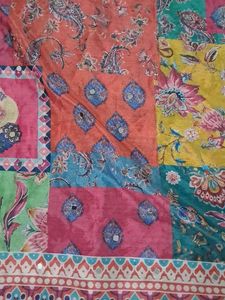 Vibrant Patchwork Saree with Mirror Work