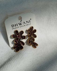 Dhwani Red Stone Flower Earrings