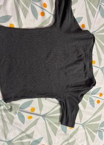 Dark Grey Boat Neck T-Shirt