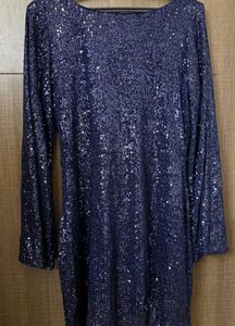 Sparkling Navy Blue Sequin Dress