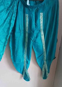 Teal Floral Kurta Set with Dupatta One tym use