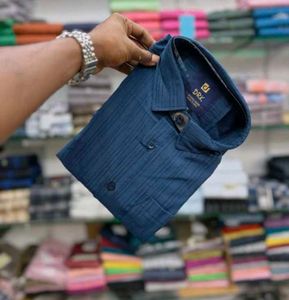 Men's Blue Striped Shirt And Pant Combo