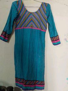 Vibrant Teal Crinkle Kurta