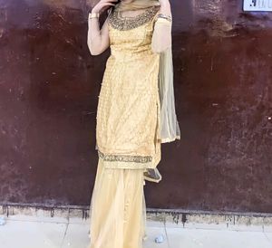 Golden Sharara Set For Women