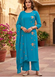 Stylish Blue Kurta Set with Dupatta(fabric)