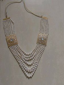 Elegant Pearl & Gold groom bridal necklace