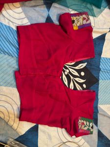 Vibrant magenta and green Floral Embroidered Saree