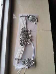 silver oxidised choker with earings