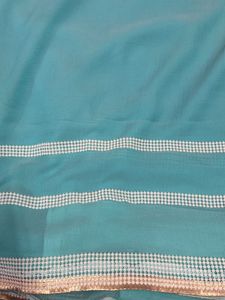 Light Blue Saree With Pearl Border