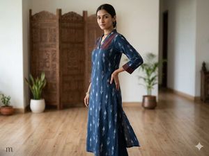 Stylish Blue Ikat Kurta