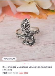 Unisex Retro Oxidised Snake Ring