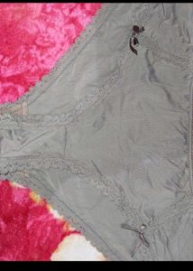 Elegant Grey Lace Trim Briefs