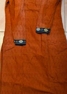Orange Kurti with Printed Pattern
