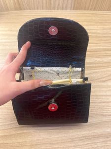 Chic Black Croc Embossed Clutch Bag