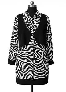 Bold Zebra Print Shirt Dress with attach Vest Over