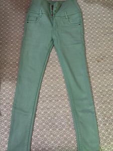 High-Waisted Mint Green Skinny Jeans