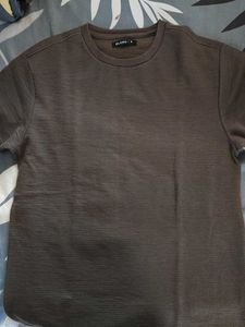 Men's Textured Brown T-Shirt