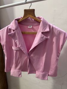 Chic Pink Cropped Blazer &amp; Pants Set