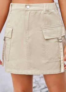 Little box Cream Cargo Mini Skirt