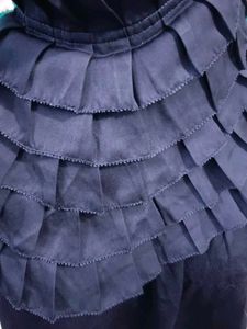 Chic Navy Ruffle Neck Sleeveless Top