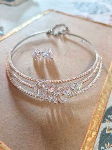 Elegant Cz Choker Necklace &amp; Earrings Set