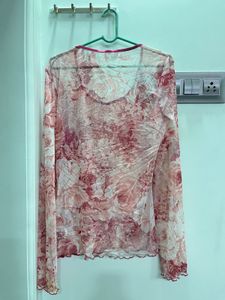 Sheer Floral Long Sleeve Top