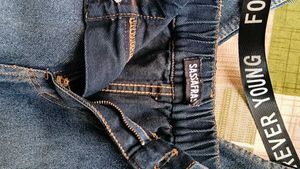 Sassfaras Comfy Dark Wash Elastic Waist Jeans