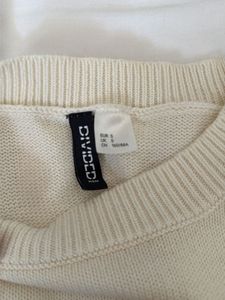 Cream Embroidered Flower Sweater