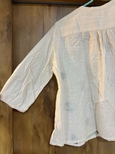 Cream Kurta with Block Print
