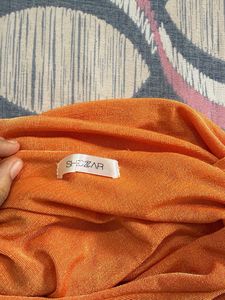 Orange Ruched One Shoulder Top