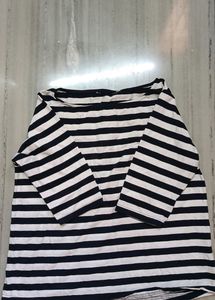 New Black, White Stripes Top