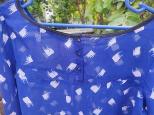 Blue Printed Casual Blouse