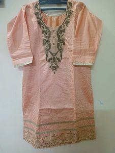 Elegant Peach Kurta Set with Intricate Embroidery