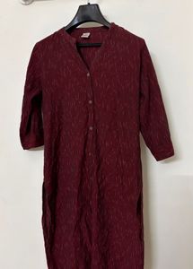 Maroon Printed Kurta
